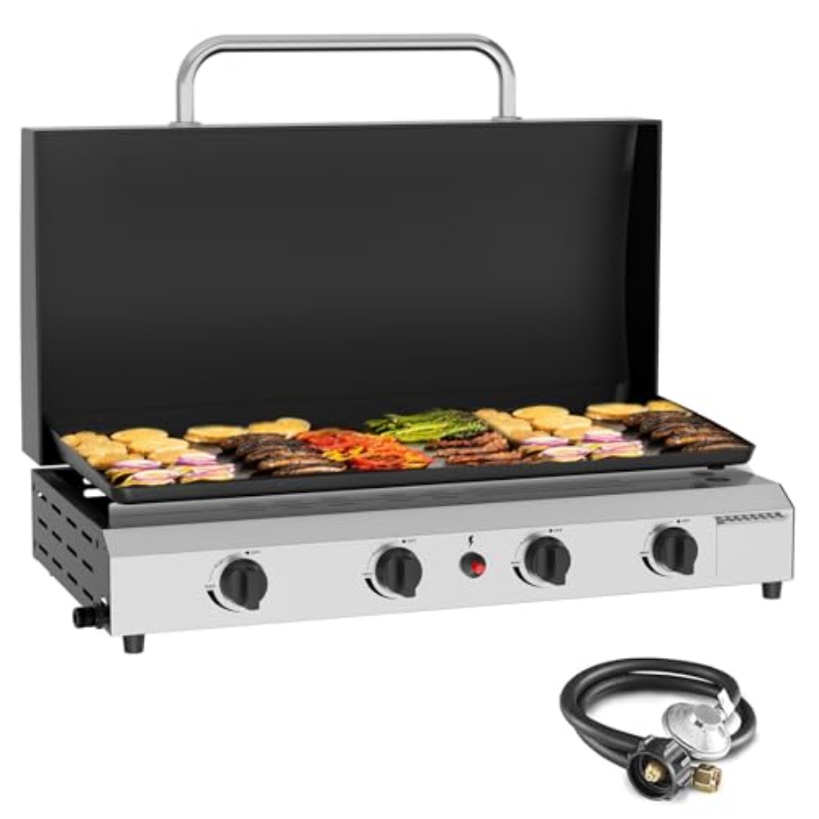 Outdoor Camping Griddle - Piastra a Gas a 4 Bruciatori