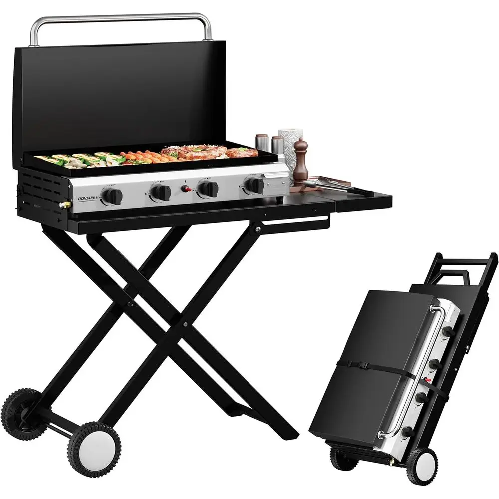 Outdoor Camping Griddle - Piastra Portatile a 4 Bruciatori a
